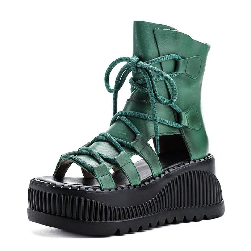 Ethnic Fashion In - 8CM Etnische Koe Lederen Enkellaarsjes Vrouwen