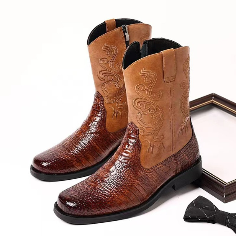 Ethnic Fashion In - Modieuze reliëf casual westerse cowboylaarzen voor