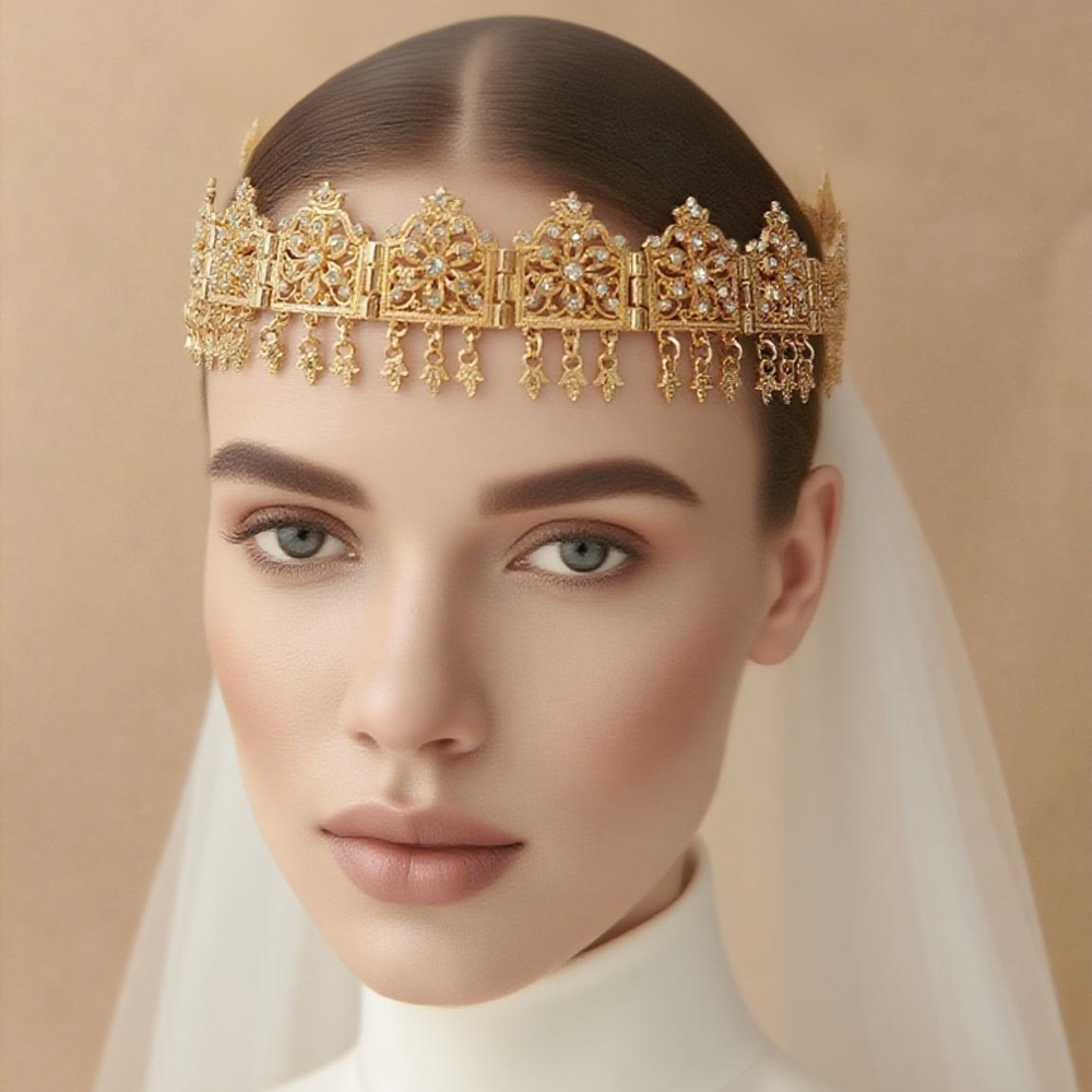 Ethnic Chic Fashion - Vergulde Marokkaanse chique haarketting voor vrouwen