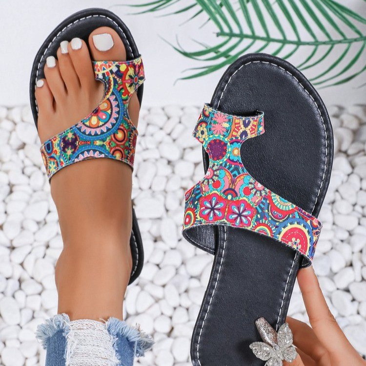 Brede etnische platte sandalen - Women'S Ethnic Fashion Brands recensie en prijs